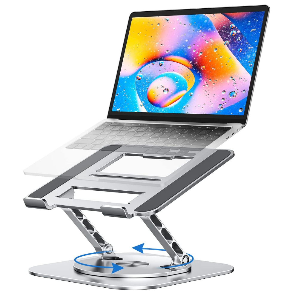 MCHOSE Laptop Stand with 360° Rotating Base, Foldable Adjustable Computer Holder, Ergonomic Design Compatible with MacBook Air Pro, Dell XPS, HP, Lenovo More 10-17" (A-Silver)